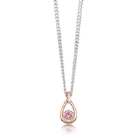 Pink Tourmaline Birthstone Petite Droplet Pendant in Silver & 9ct Rose Gold by Sheila Fleet Jewellery
