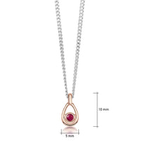 Ruby Birthstone Petite Droplet Pendant in Silver & 9ct Rose Gold by Sheila Fleet Jewellery
