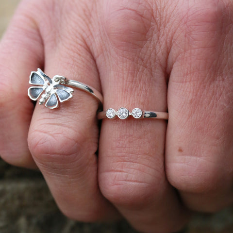 Trilogy Cubic Zirconia Ring in Sterling Silver by Sheila Fleet Jewellery