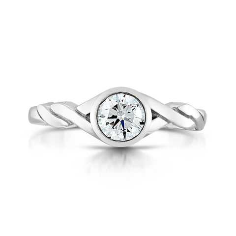 Twist 4.75mm Cubic Zirconia Solitaire Ring in Sterling Silver by Sheila Fleet Jewellery