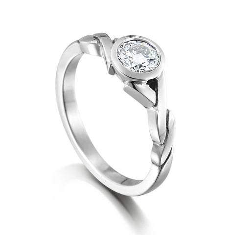 Twist 4.75mm Cubic Zirconia Solitaire Ring in Sterling Silver by Sheila Fleet Jewellery