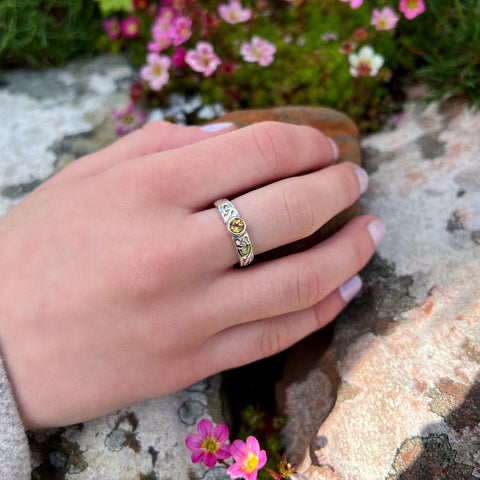 Celtic Knotwork Citrine Ring in Sterling Silver by Sheila Fleet Jewellery