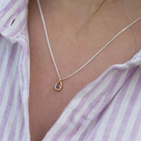 Amethyst Birthstone Petite Droplet Pendant in Silver & 9ct Yellow Gold by Sheila Fleet Jewellery
