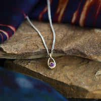 Amethyst Birthstone Petite Droplet Pendant in Silver & 9ct Yellow Gold by Sheila Fleet Jewellery