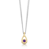 Amethyst Birthstone Petite Droplet Pendant in Silver & 9ct Yellow Gold by Sheila Fleet Jewellery