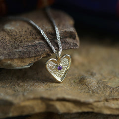 Secret Hearts Amethyst Dress Pendant in Silver & 9ct Yellow Gold by Sheila Fleet Jewellery