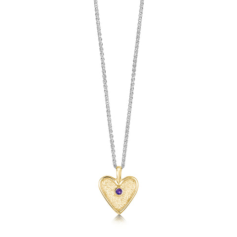 Secret Hearts Amethyst Dress Pendant in Silver & 9ct Yellow Gold by Sheila Fleet Jewellery