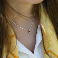 Aquamarine Birthstone Petite Droplet Pendant in Silver & 9ct Yellow Gold by Sheila Fleet Jewellery