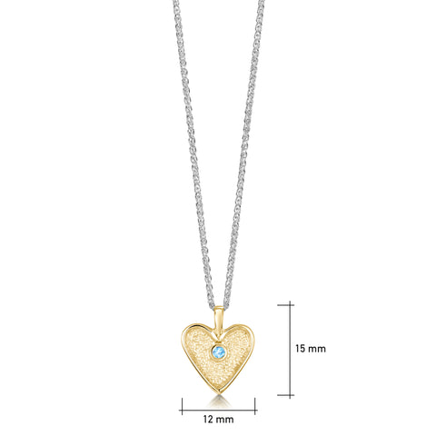 Secret Hearts Aquamarine Dress Pendant in Silver & 9ct Yellow Gold by Sheila Fleet Jewellery