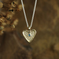 Secret Hearts Aquamarine Dress Pendant in Silver & 9ct Yellow Gold by Sheila Fleet Jewellery