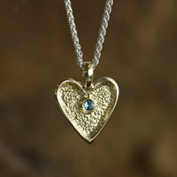 Secret Hearts Aquamarine Dress Pendant in Silver & 9ct Yellow Gold by Sheila Fleet Jewellery