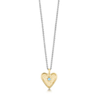 Secret Hearts Aquamarine Dress Pendant in Silver & 9ct Yellow Gold by Sheila Fleet Jewellery