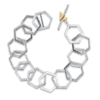 Honeycomb 13-link Silver Bracelet with 9ct Yellow Gold Honeybee by Sheila Fleet Jewellery