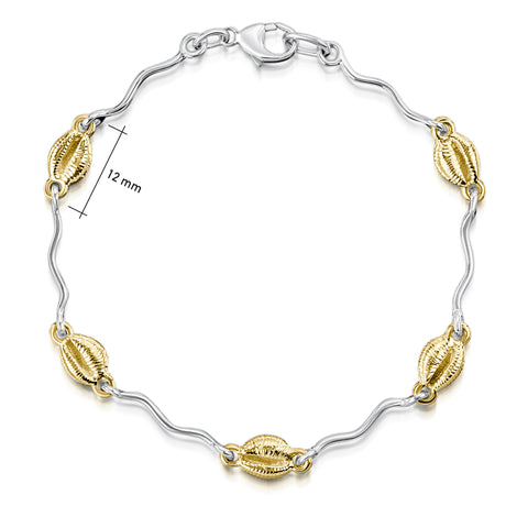 Groatie Buckie 5-shell Bracelet in Silver & 9ct Yellow Gold by Sheila Fleet Jewellery