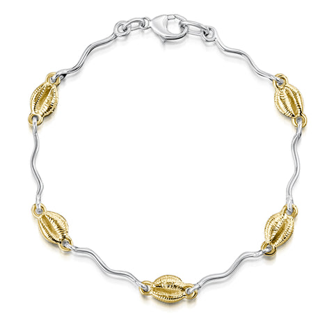 Groatie Buckie 5-shell Bracelet in Silver & 9ct Yellow Gold by Sheila Fleet Jewellery
