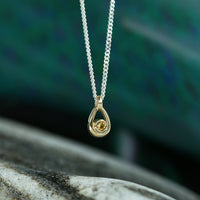 Citrine Birthstone Petite Droplet Pendant in Silver & 9ct Yellow Gold by Sheila Fleet Jewellery