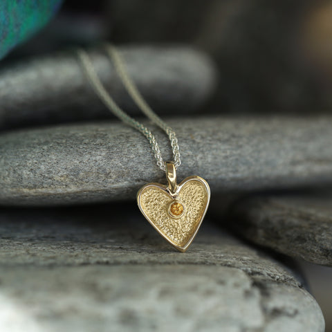 Secret Hearts Citrine Dress Pendant in Silver & 9ct Yellow Gold by Sheila Fleet Jewellery