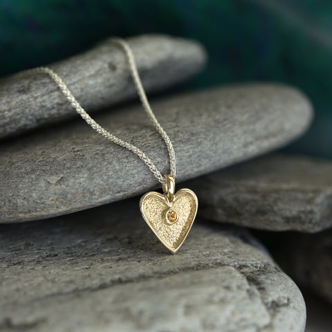 Secret Hearts Citrine Dress Pendant in Silver & 9ct Yellow Gold by Sheila Fleet Jewellery