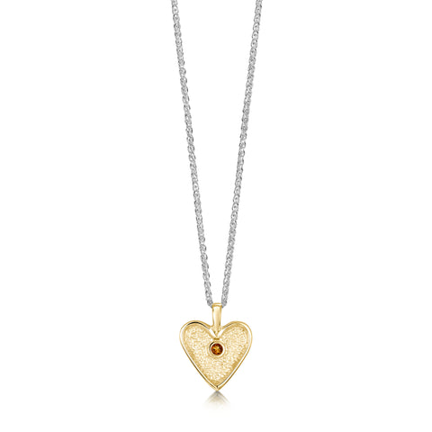 Secret Hearts Citrine Dress Pendant in Silver & 9ct Yellow Gold by Sheila Fleet Jewellery