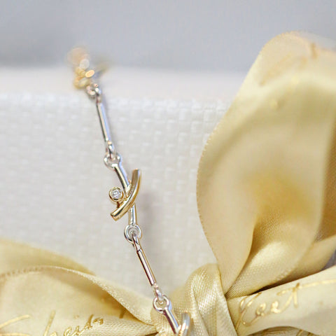 Kiss Diamond 7-link Bracelet in Silver & 9ct Yellow Gold by Sheila Fleet Jewellery