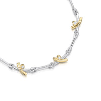 Kiss Diamond 7-link Bracelet in Silver & 9ct Yellow Gold by Sheila Fleet Jewellery