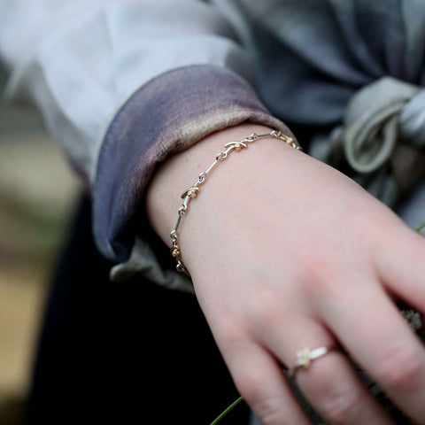 Kiss Diamond 7-link Bracelet in Silver & 9ct Yellow Gold by Sheila Fleet Jewellery