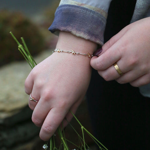 Kiss Diamond 7-link Bracelet in Silver & 9ct Yellow Gold by Sheila Fleet Jewellery