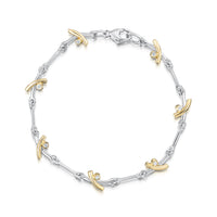 Kiss Diamond 7-link Bracelet in Silver & 9ct Yellow Gold by Sheila Fleet Jewellery