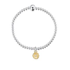 Primula Scotica Silver Stretch Bracelet with 9ct Yellow Gold & Diamond Charm by Sheila Fleet Jewellery