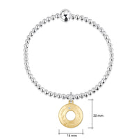 Ogham Silver Stretch Bracelet with 9ct Yellow Gold & Diamond Charm by Sheila Fleet Jewellery