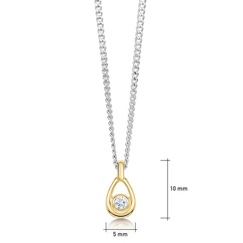 Arctic Stream Diamond Petite Droplet Pendant in Silver & 9ct Yellow Gold by Sheila Fleet Jewellery