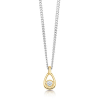 Arctic Stream Diamond Petite Droplet Pendant in Silver & 9ct Yellow Gold by Sheila Fleet Jewellery