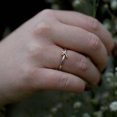 Kiss Diamond Ring in Silver & 9ct Yellow Gold