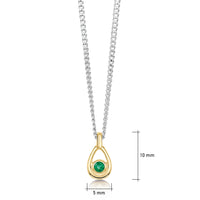 Emerald Birthstone Petite Droplet Pendant in Silver & 9ct Yellow Gold by Sheila Fleet Jewellery