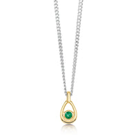 Emerald Birthstone Petite Droplet Pendant in Silver & 9ct Yellow Gold by Sheila Fleet Jewellery