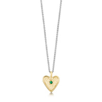 Secret Hearts Emerald Dress Pendant in Silver & 9ct Yellow Gold by Sheila Fleet Jewellery