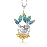 Wren 'Summer' Dress Pendant in Silver & 9ct Yellow Gold by Sheila Fleet Jewellery