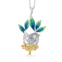 Wren 'Spring' Dress Pendant in Silver & 9ct Yellow Gold by Sheila Fleet Jewellery