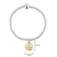 Pentland Silver Stretch Bracelet with 9ct Yellow Gold Charm by Sheila Fleet Jewellery by Sheila Fleet Jewellerty