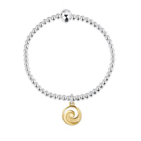 Pentland Silver Stretch Bracelet with 9ct Yellow Gold Charm by Sheila Fleet Jewellery