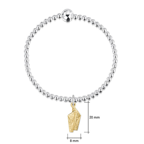 Standing Stones Silver Stretch Bracelet with 9ct Yellow Gold Charm by Sheila Fleet Jewellery