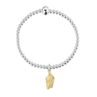 Standing Stones Silver Stretch Bracelet with 9ct Yellow Gold Charm by Sheila Fleet Jewellery