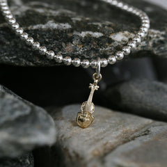 Fiddle Stretch Bracelet in Sterling Silver & 9ct Yellow Gold by Sheila Fleet Jewellery