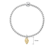 Secret Hearts Stretch Bracelet with 9ct Yellow Gold Charm by Sheila Fleet Jewellery