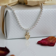 Secret Hearts Stretch Bracelet with 9ct Yellow Gold Charm by Sheila Fleet Jewellery