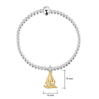 Orkney Yole Silver Stretch Bracelet with 9ct Yellow Gold Charm by Sheila Fleet Jewellery