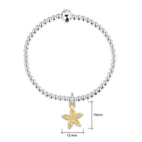 Starfish Silver Stretch Bracelet with 9ct Yellow Gold Small Charm by Sheila Fleet Jewellery