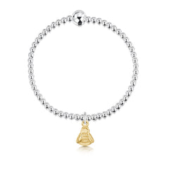 Bumblebee Silver Stretch Bracelet with 9ct Yellow Gold Charm by Sheila Fleet Jewellery