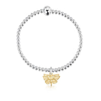 Red Admiral Silver Stretch Bracelet with 9ct Yellow Gold Charm by Sheila Fleet Jewellery