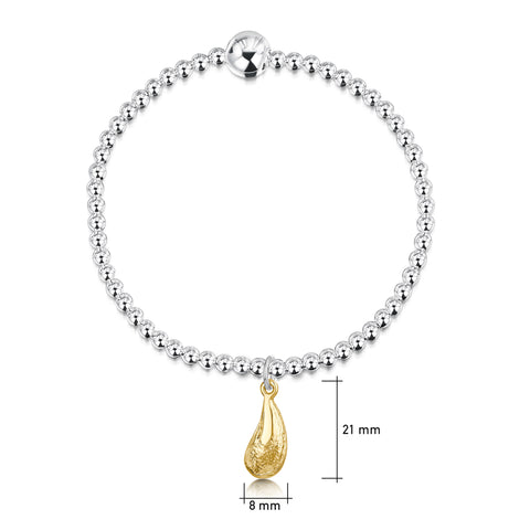 Mussel Silver Stretch Bracelet with 9ct Yellow Gold Charm by Sheila Fleet Jewellery